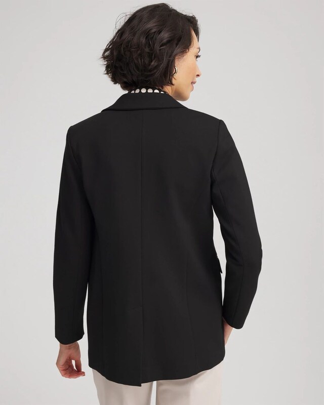 Ponte Double-Breasted Knit Blazer - image 3
